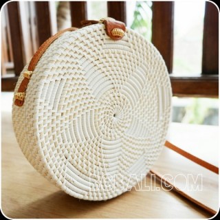 rattan circle sling bags knitted embroidery handmade